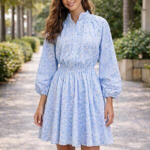 J.Crew SZ ST Ruffle-Collar Mini Dress in Liberty® D'Anjo Coast Fabric BP872